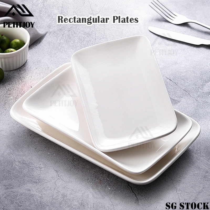 【SG】White Rectangular Plates For Sushi Pasta Fruit Salad Dessert Salad ...