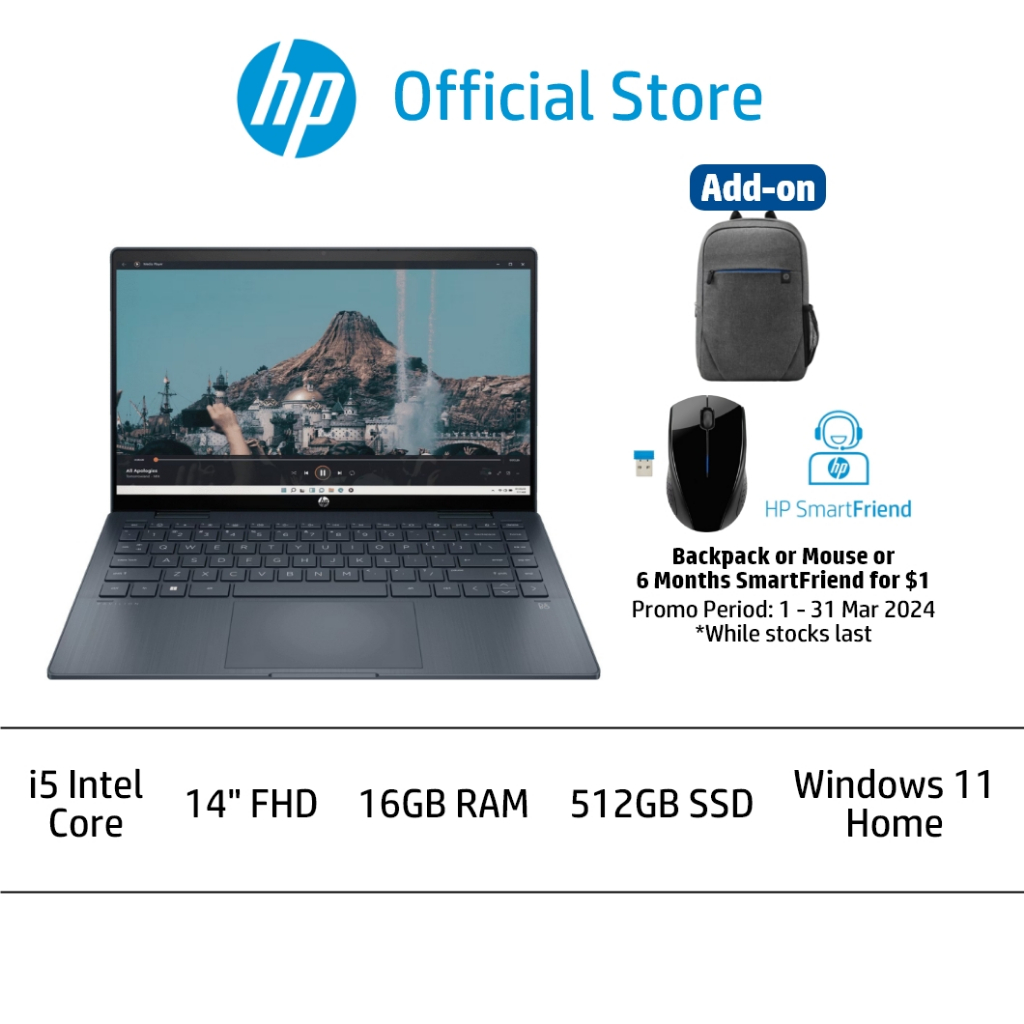 HP Pavilion x360 14 inch 2-in-1 Laptop 14-ek1072TU - 13th Gen i5 14