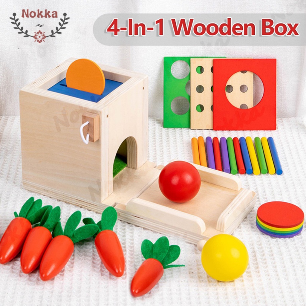 【SG】4-In-1 Wooden Box Toy Montessori Learning Education Toys Coin Box ...