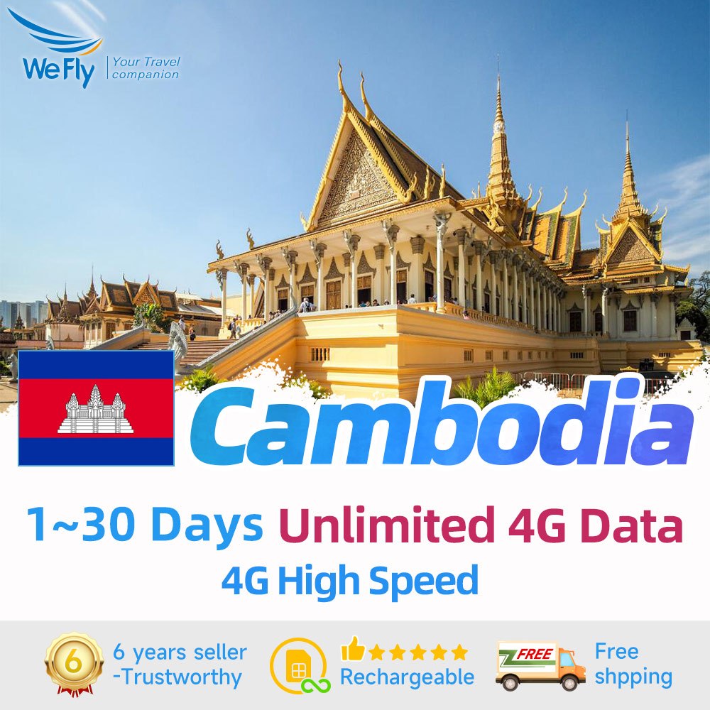 Wefly Cambodia SIM card 130 Days Unlimited 4G Data Daily500MB/2GB High