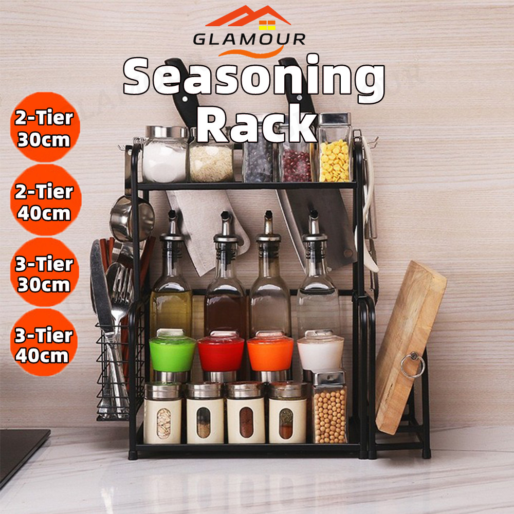 [SG] 3-Tier 40cm Kitchen Spice rack Storage Rack with Chopping Board ...