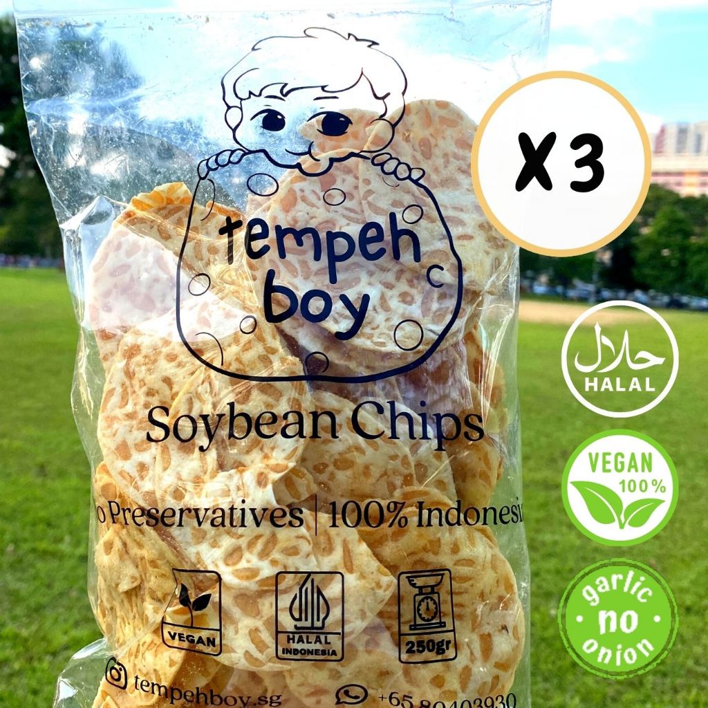 Famous Tempeh Boy Tempeh Chips (3 x 250g) Halal/ Vegan/ Healthy