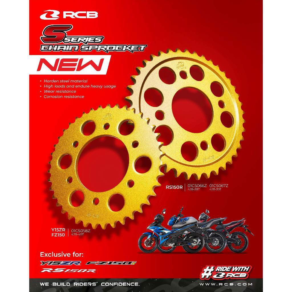 RCB Racing Boy Y15 Y16 FZ16 S Series Rear Sprocket 428H (38T~47T) [GOLD ...