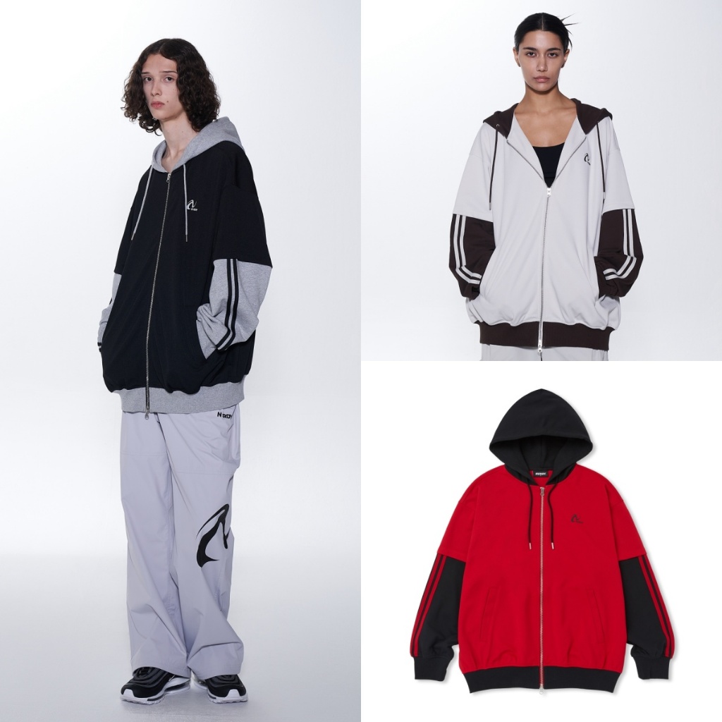 NERDY X Seventeen The 8 Korea Unisex Layered Zip Up Hoodie Track Top Jacket Black Beige Red Shopee Singapore