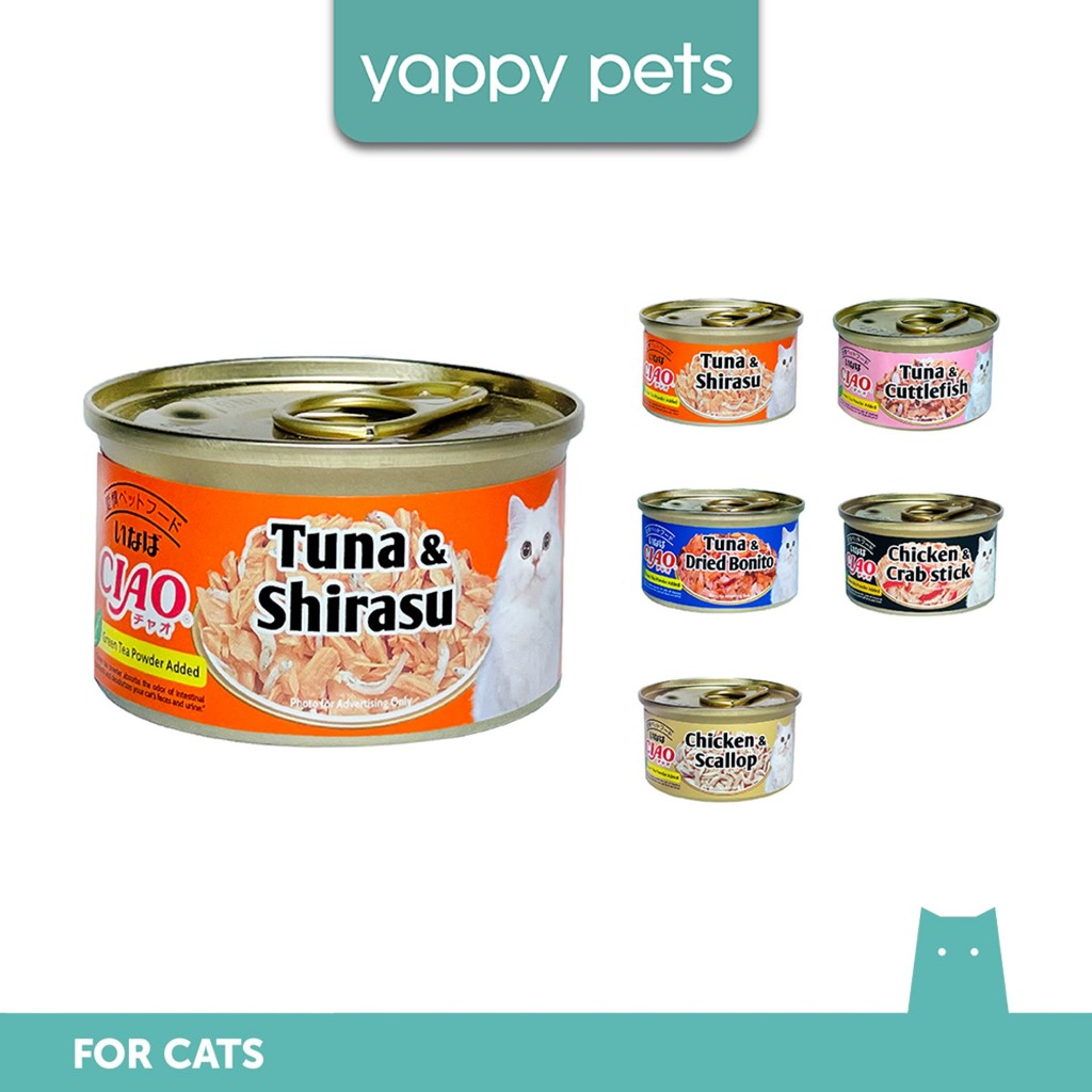 Ciao White Meat Tuna In Jelly Wet Cat Food 75g Meal Topper, Meow Shirasu Cuttlefish Bonito