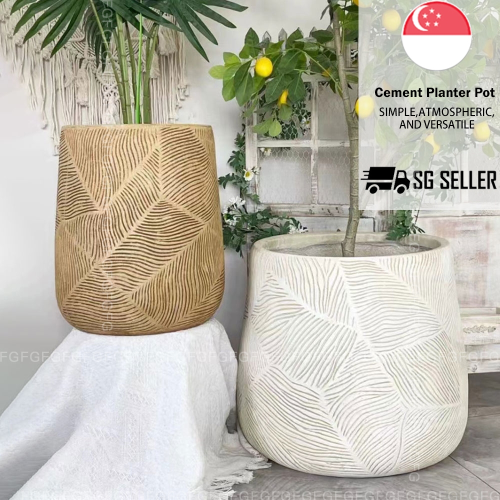 [SG SELLER]Ceramic Pot Artificial Plant Pots Classic Solid Color Cement