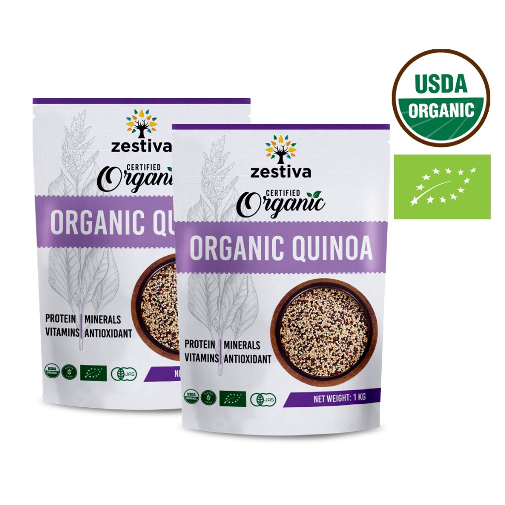Zestiva Organic Quinoa White, Tricolor, Red, Black, 1KG/pack. New Stock