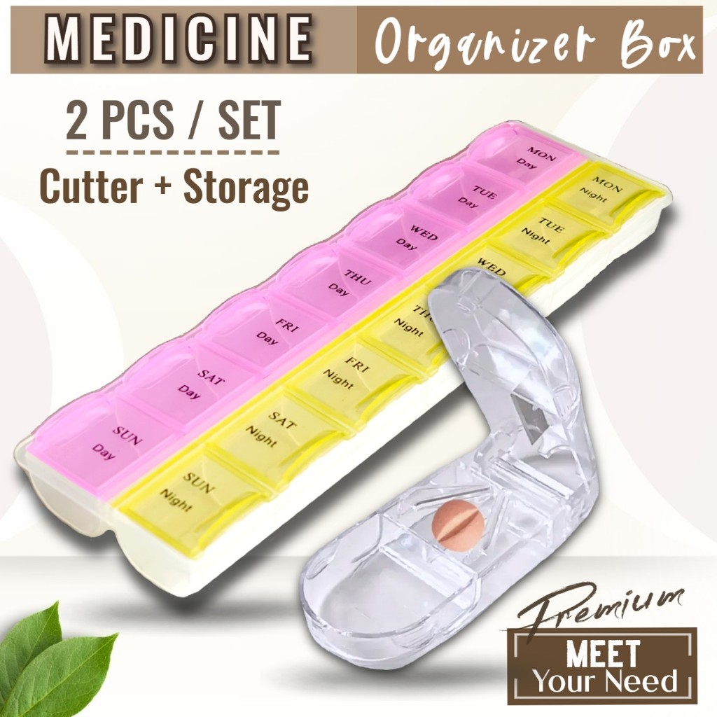 (1 Set) Medicine Box Pill Organizer Medication Supplement Vitamin Split