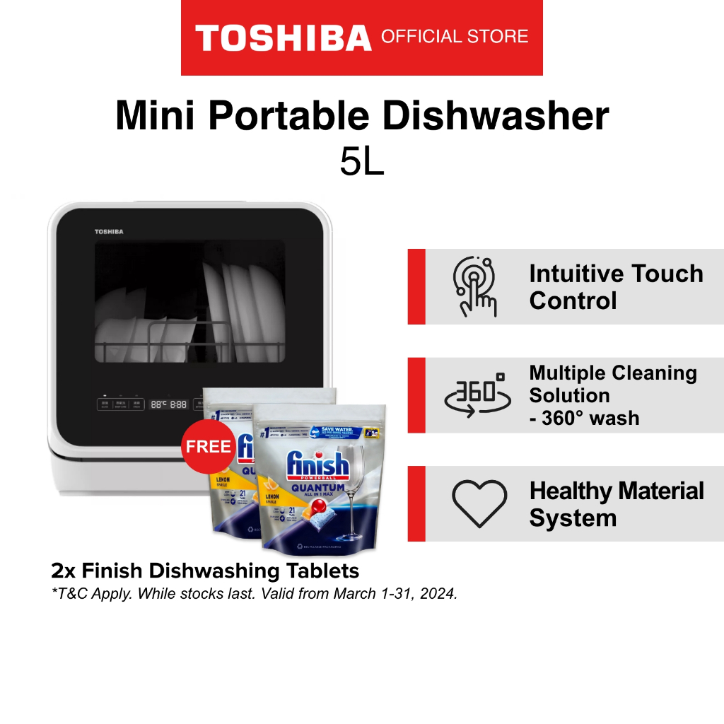 Toshiba DWS 22ASG K Black Multiple Purposes Portable Dishwasher