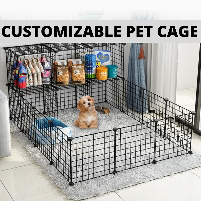 Pet Playpen Pet Fence 35 x 35 Cm Metal Grid Panel and Connectors for DIY Modular Storage Shelving Unit Shopee Singapore