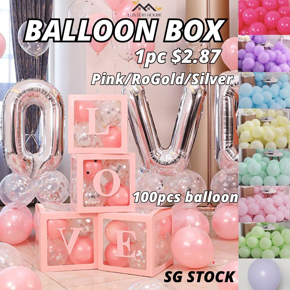 {SG} 4PCS Balloon Box Birthday Decoration Alphabet Box Letter ...