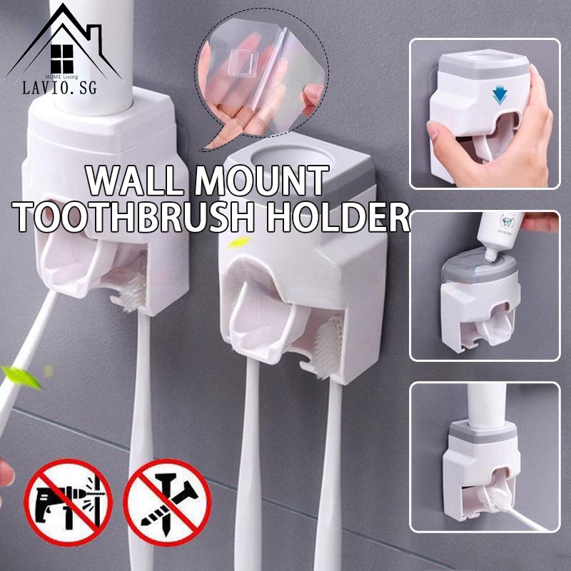 [SG] Automatic Toothpaste Dispenser Wall Mount Toothbrush Holder Lazy ...