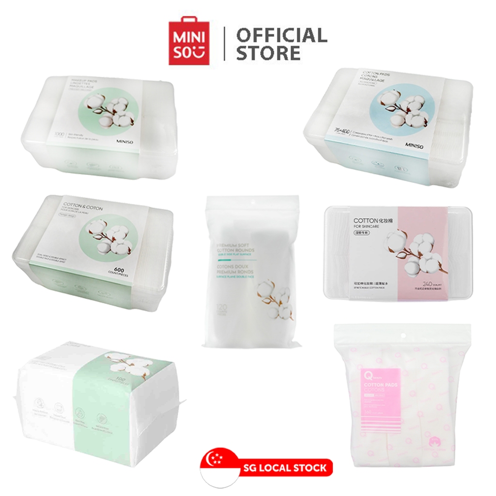 MINISO Cotton Pads in Containers (1000 Count/75 & 400 Count/600 Count