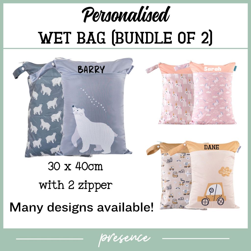 Bundle of 2 Personalised Wet Bag Customised Wet Bag with Name Diaper Bag Wet Bag for Gym Shopee Singapore