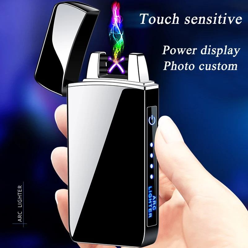Windproof Dual Arc Lighter Plasma Flameless Rechargeable Electric ...