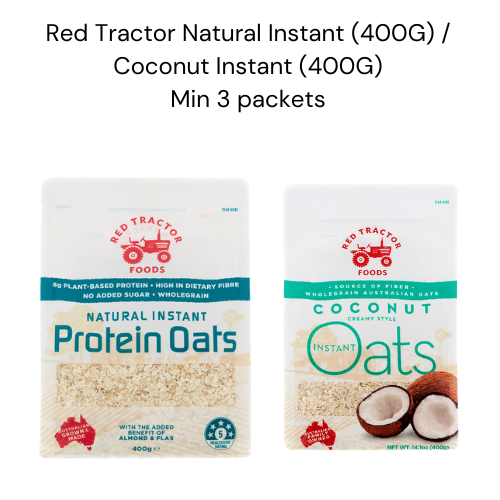 Red Tractor Natural Instant Protein Oats (Almond Flax) 400g/Coconut Instant Oats 400g Shopee