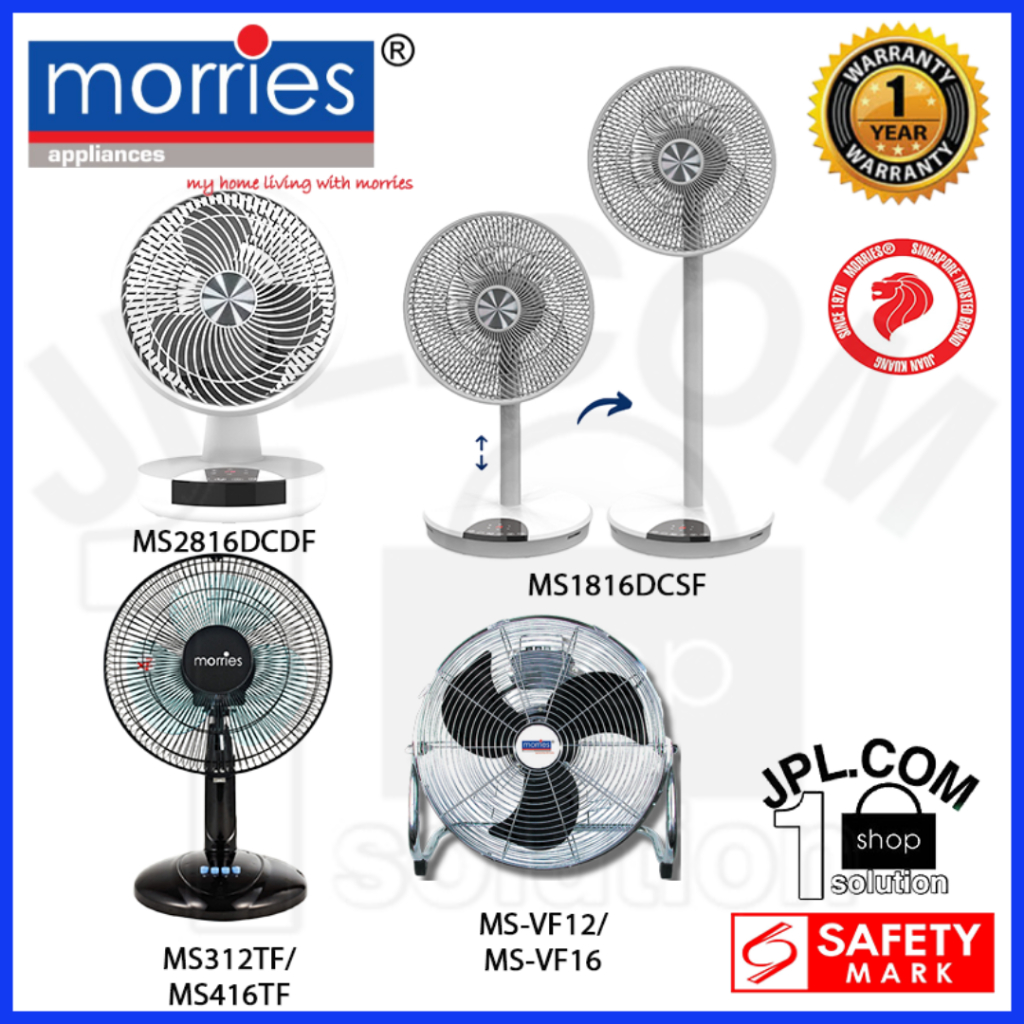 Morries 9/12/16 Inch Floor Fan / Desk Fan/ Velocity Fan MS-VF12/16/MS ...