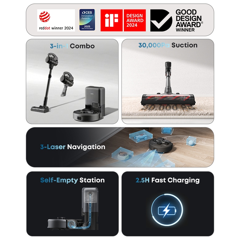 eufy Robot Vacuum 3-in-1 E20, Detachable Combo Robot Vacuum and