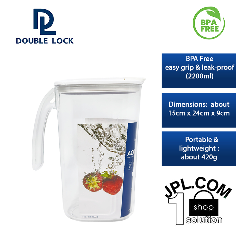 Double Lock 2200ml Acrylic Jug Water Pitcher Model 1301 | Shopee Singapore