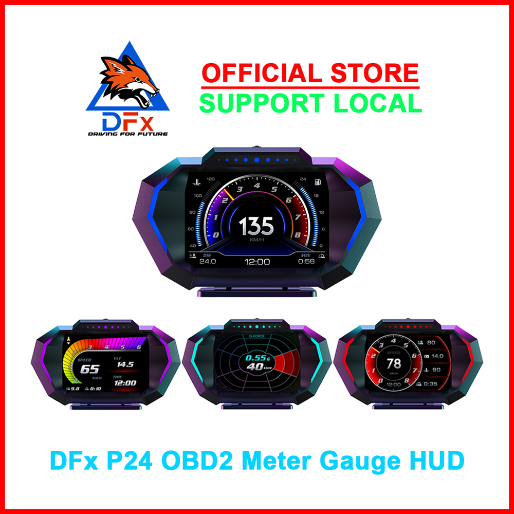 DFx P24 OBD2 Meter Gauge (OBD2, GPS, Slope Meter, HUD, OBD Gauge ...