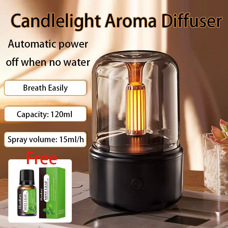 Candlelight Aromatherapy diffuser 120ML mini air humidifier Cool Mist ...