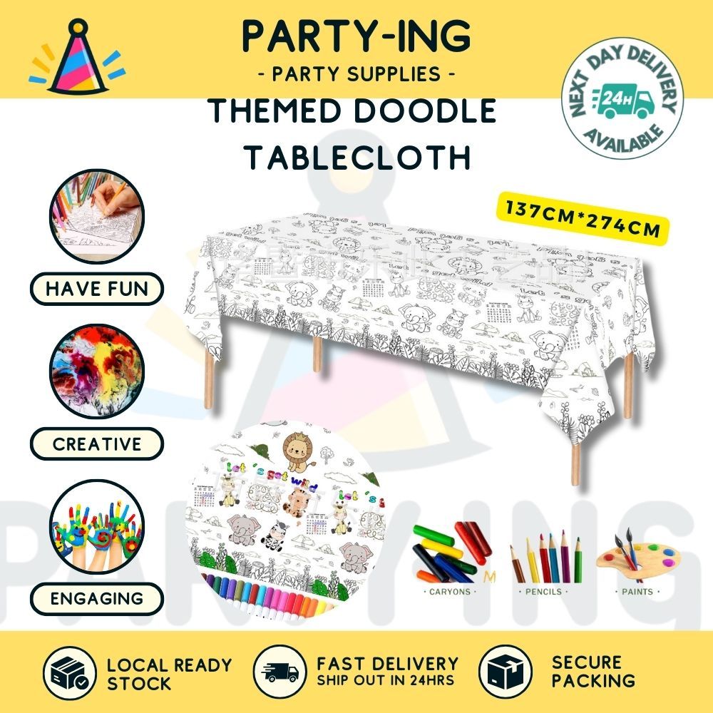[SG Ship] Easter Doodle Colouring Tablecloth Mat Party Table Cover ...