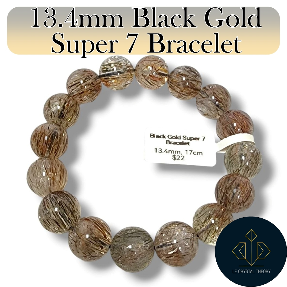 [Singapore In-Stock] 13.4mm Black Gold Super 7 Bracelet 黑金超七手串 | Shopee ...