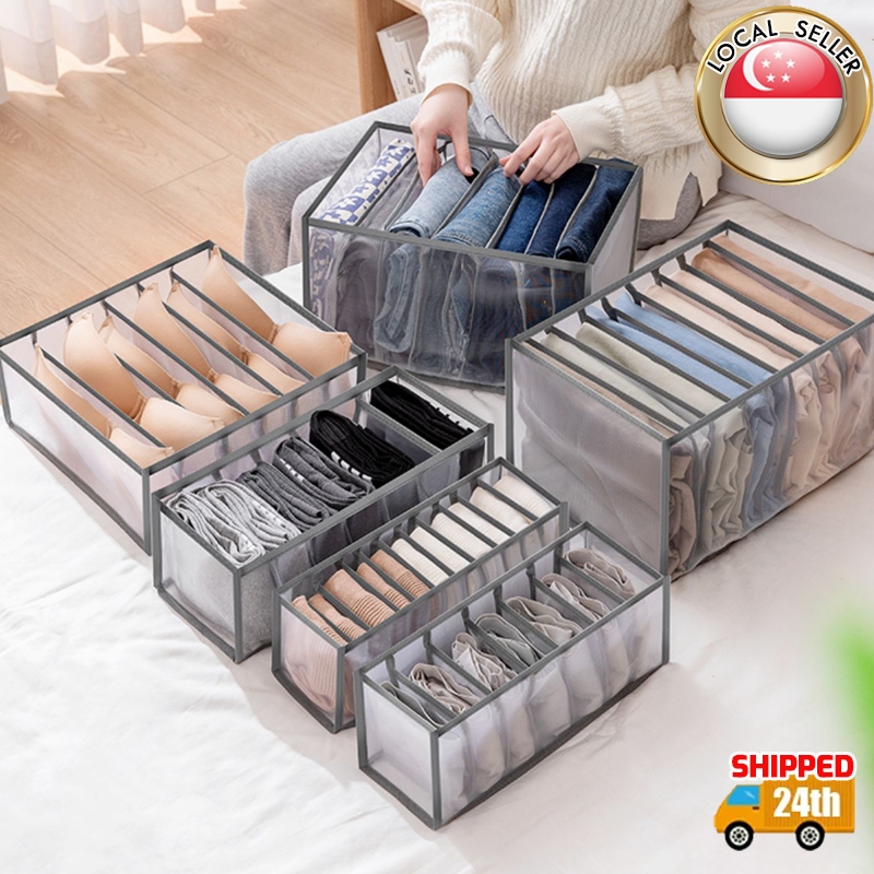 🇸🇬【SG stock】Jeans storage boxes Closet Organizer Foldable Underwear