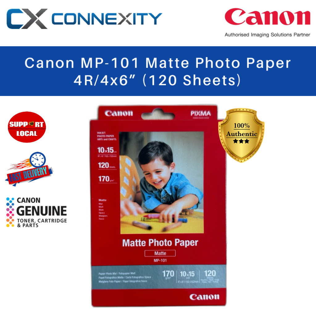 Canon Matte Photo Paper MP101 4R (120 Sheets) Canon Photo Paper 10cm x