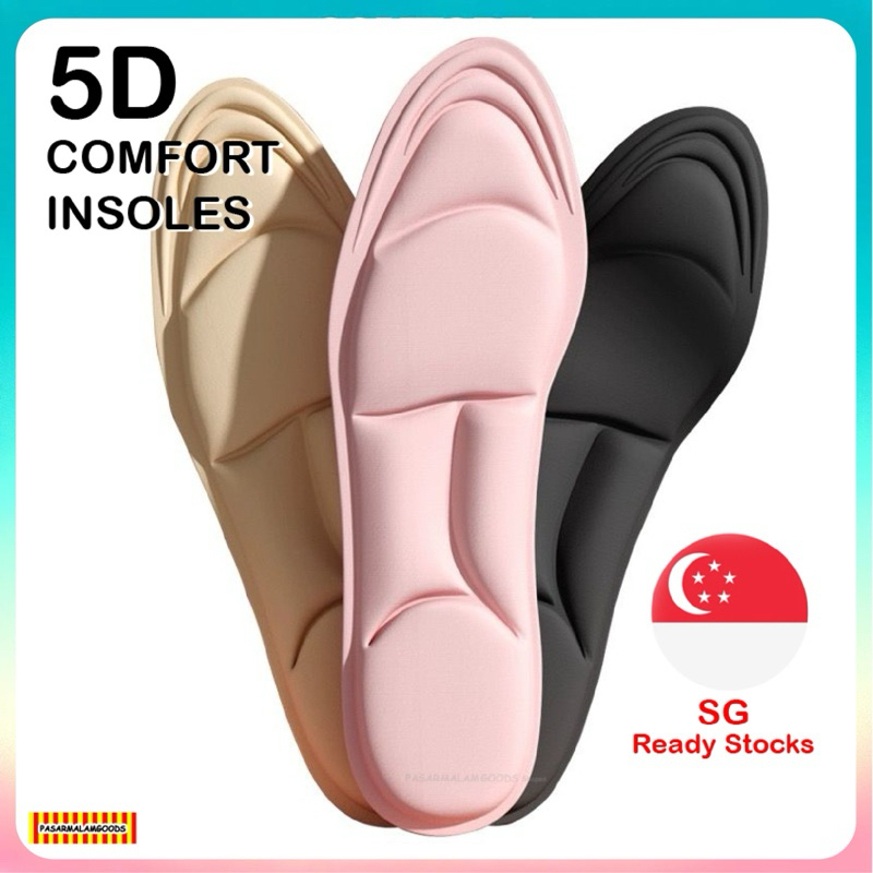 🇸🇬 1Pair 5D Round Tip Insole Eur35-40 Padded Sponge Breathable Sweat ...