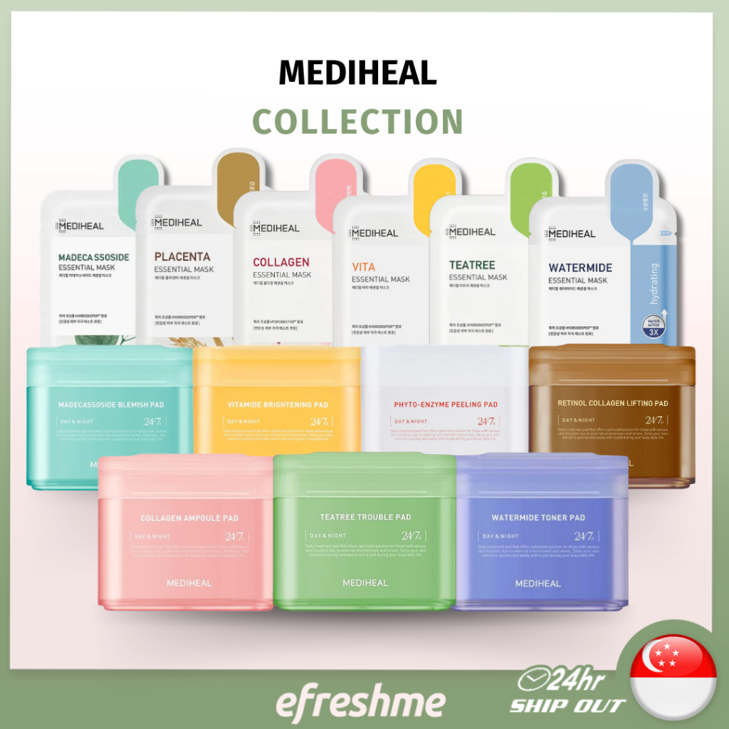 MEDIHEAL Essential Face Mask & Toner Pad, Soothing / Brightening ...