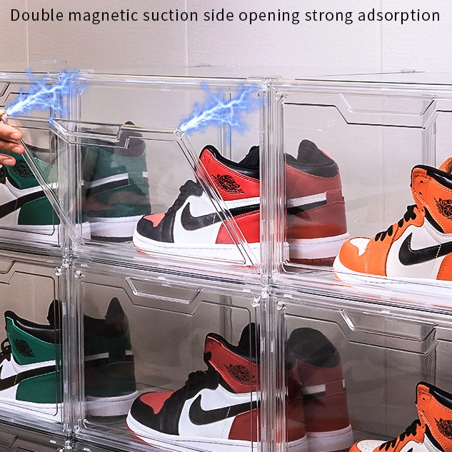 STAHMFOVER 3-Pack Clear Shoe Boxes Stackable Plastic Sneaker Box Container,  Magnetic Side Open Shoe Organizer and Shoes Storage Case, Full Transparent  Versatile Display Case for Hats/Models : Amazon.sg: Home