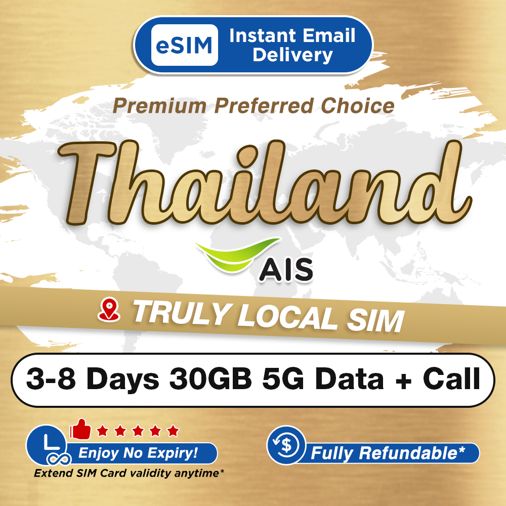 Thailand AIS eSIM Ultimate 5-30Days 30GB 5G Data + Call| Instant 24h ...