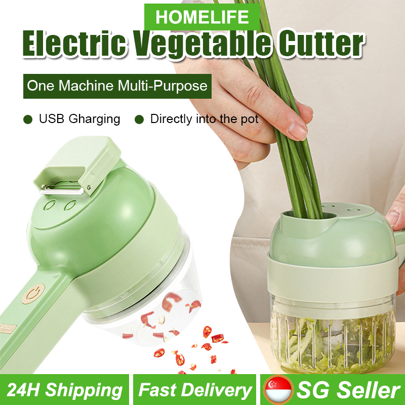 [SG Stock] Vegetable Cutter Wireless Electric Garlic Mashed Handy Tool ...