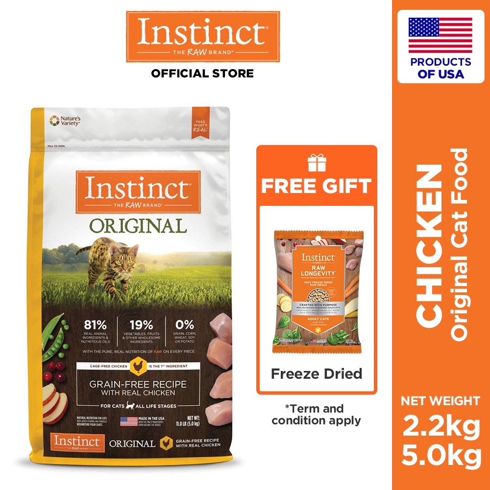 Instinct Original Cat Dry Food Grain Free Chicken Ingredient Raw Dry