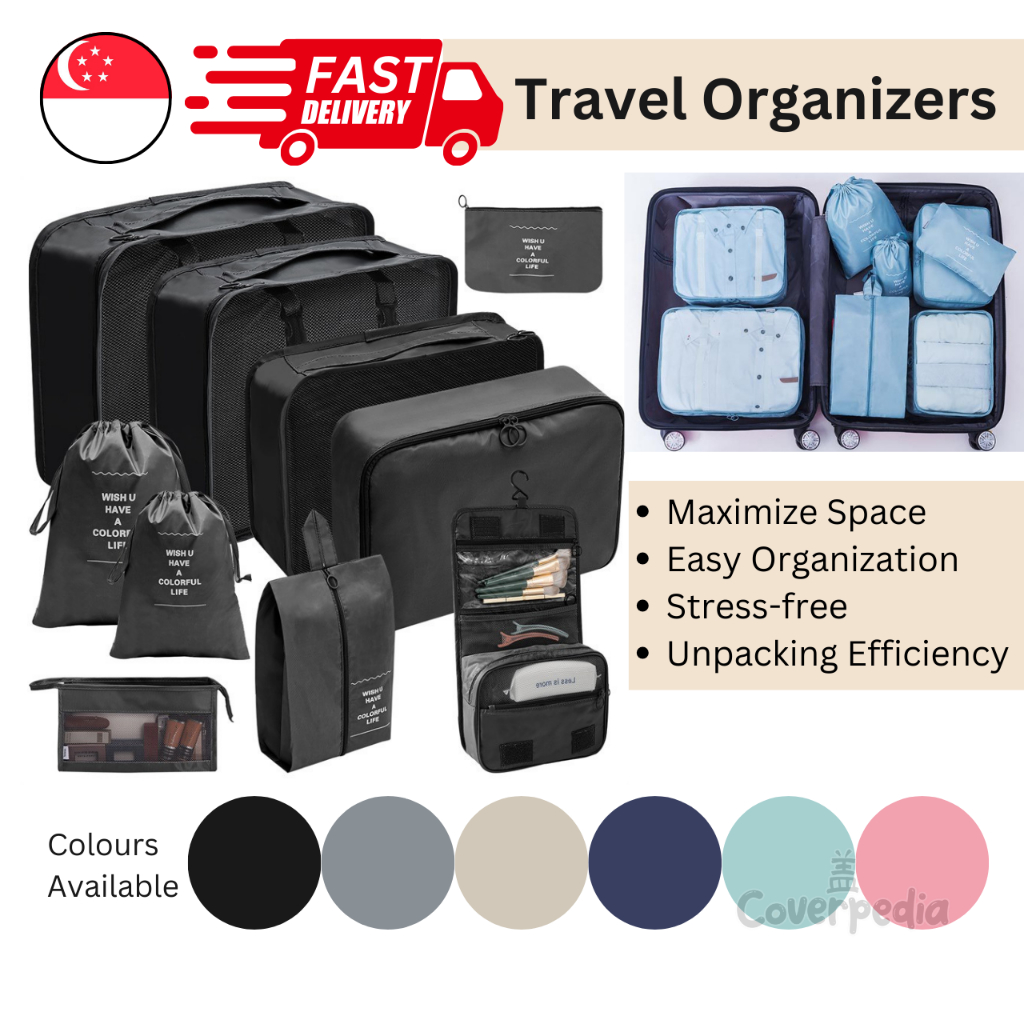 [SG] Travel Organizers Packing Cubes 8/10Pc Set Compression Luggage