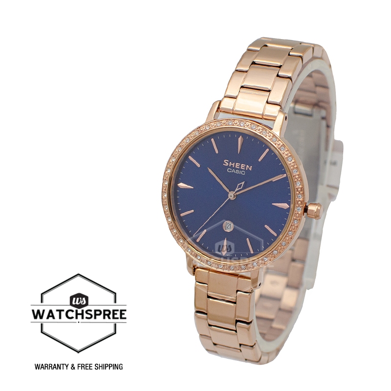 Casio sheen swarovski elements rose gold hot sale