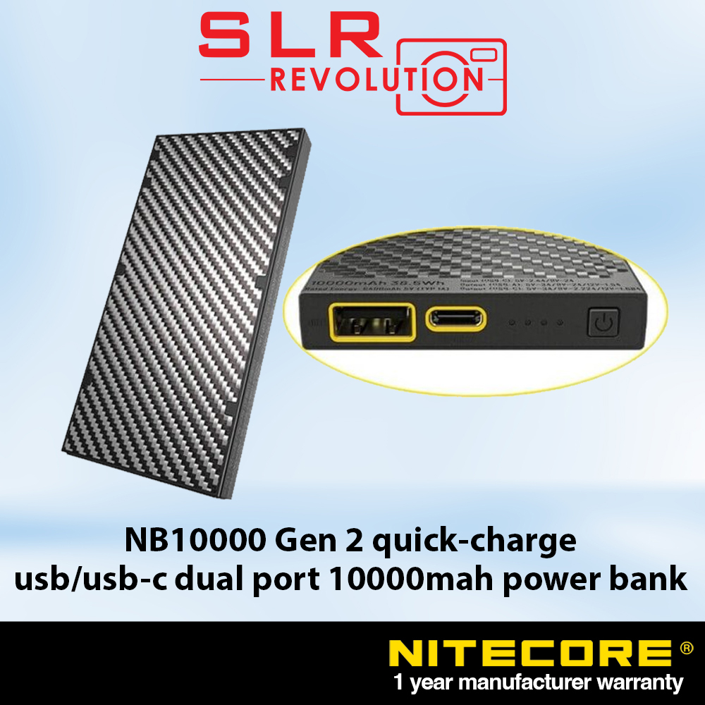 Nitecore NB10000 Gen 2 Quick-Charge USB/USB-C Dual Port 10000mAh Power ...