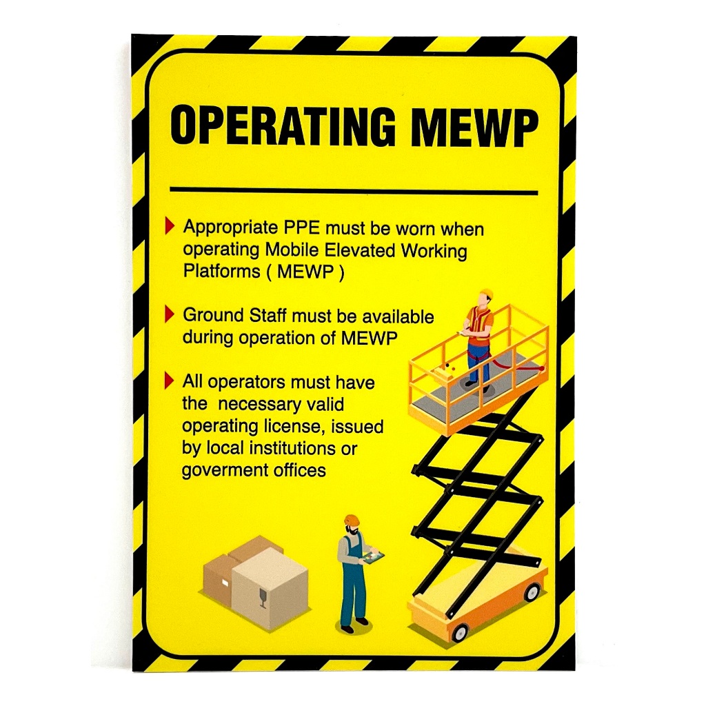 OPERATING MEWP SIGN/SIGNAGE | ( 148mm x 210mm ) | SAFETY SIGN ...