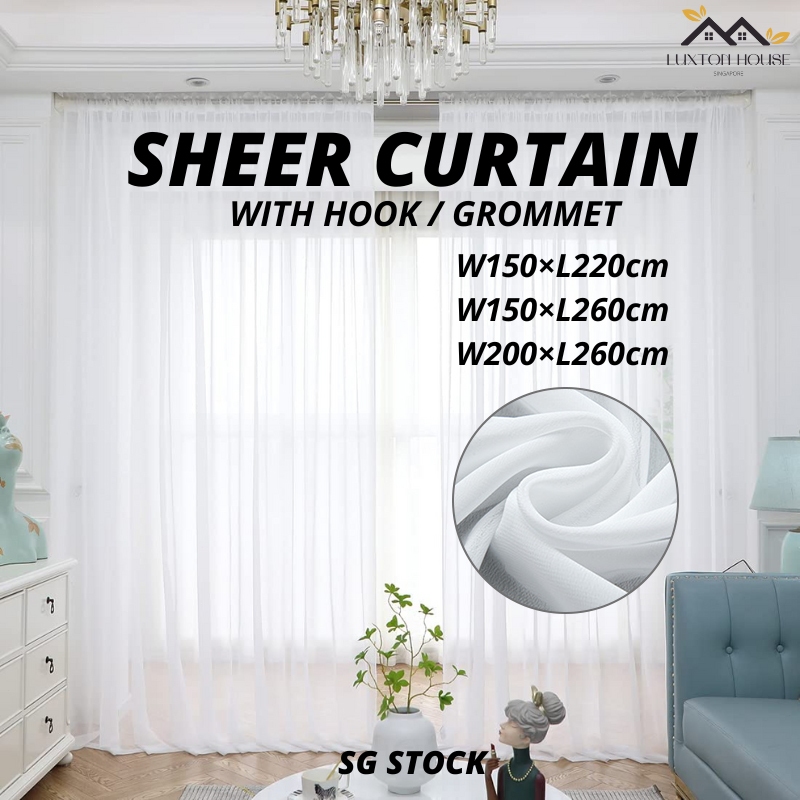 {SG} Solid White Tulle Sheer Curtain for Living Room Day Curtain ...