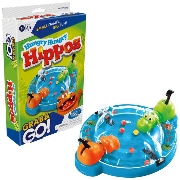 Hasbro Gaming Elefun And Friends Hungry Hungry Hippos Grab And Go Game Portable 2 Player Game Fun 8556