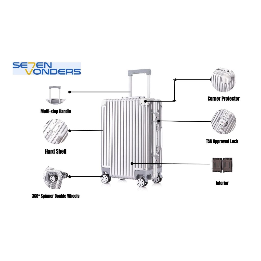 (SG) 6136 7VONDERS ALUMINIUM POLYCARBONATE LUGGAGE TRAVEL BAG FRAME