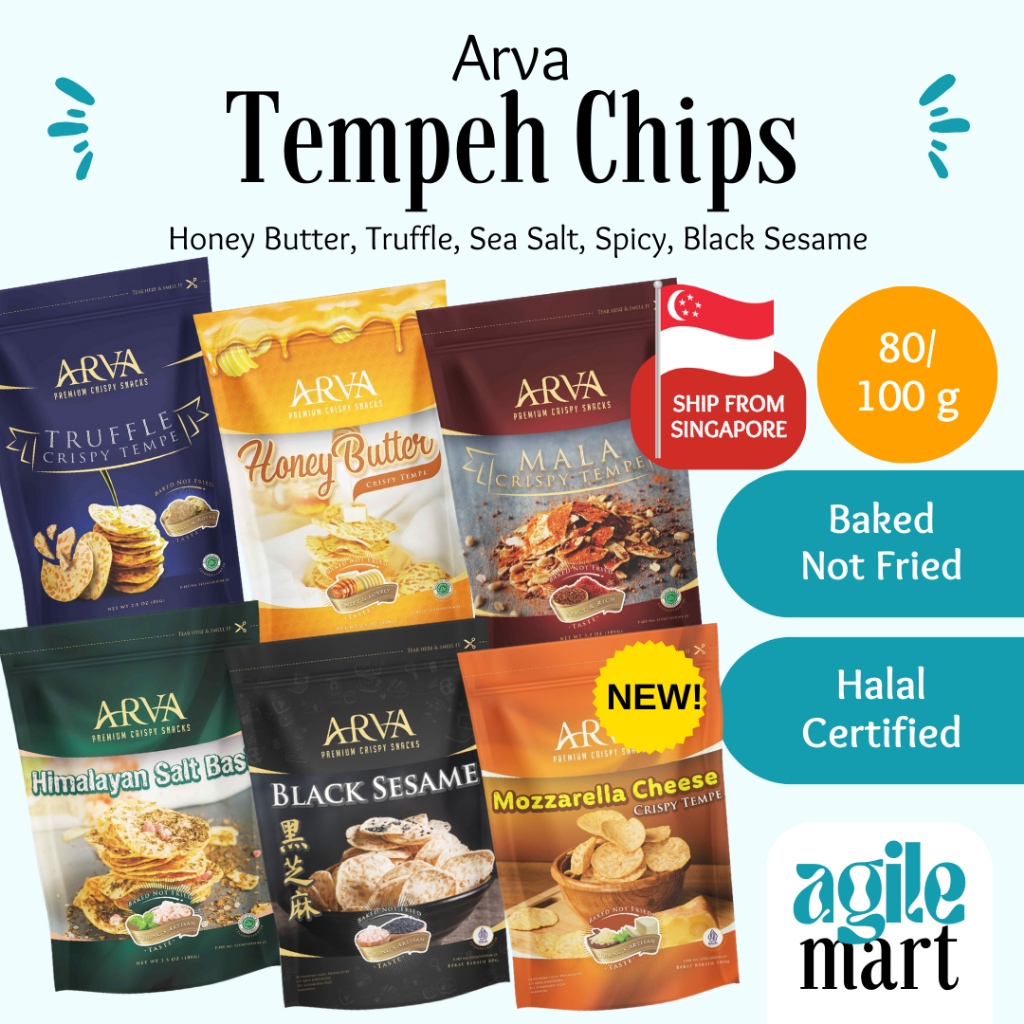 [Freshly Baked] [HALAL] Arva Tempeh Chips 80/100g (Honey Butter, Truffle, Sea Salt, Spicy