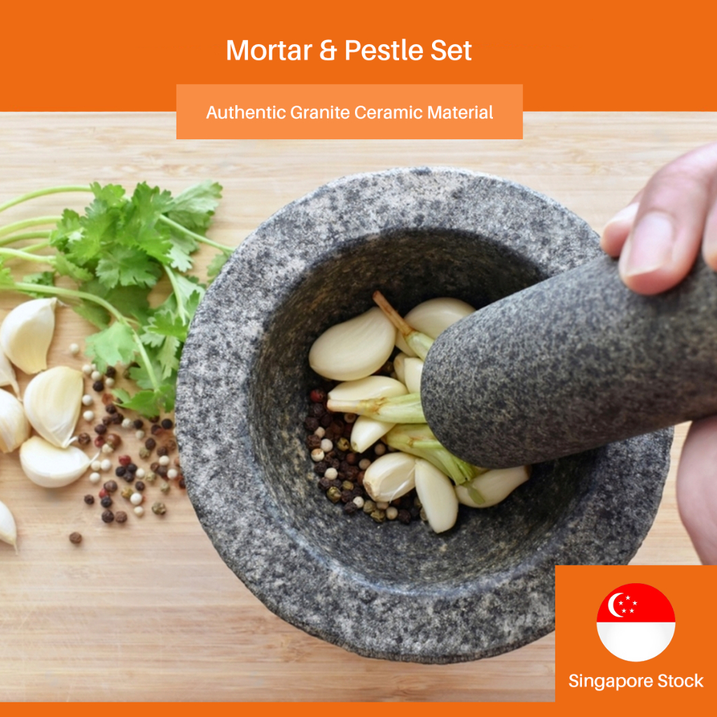 [SG Stock] Polished Granite Mortar and Pestle Set [Singapore