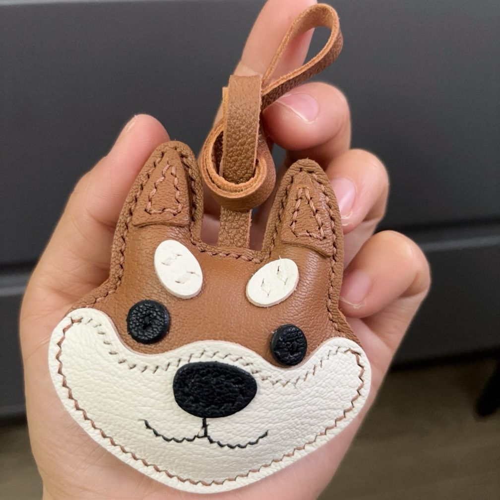 Handmade store leather corgi bag charm