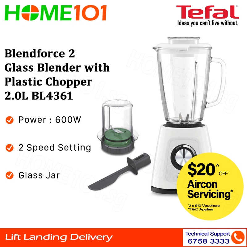 Tefal Blendforce 2 Glass Blender w Plastic Chopper 2L BL4361 Shopee Singapore
