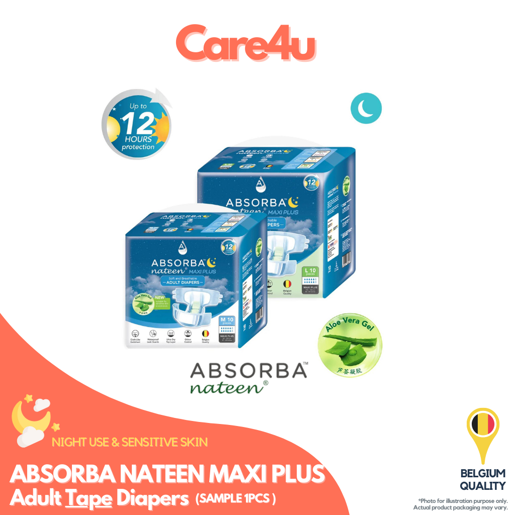 Absorba Nateen Maxi Plus Adult Diapers 10s x 8packs | Shopee Singapore