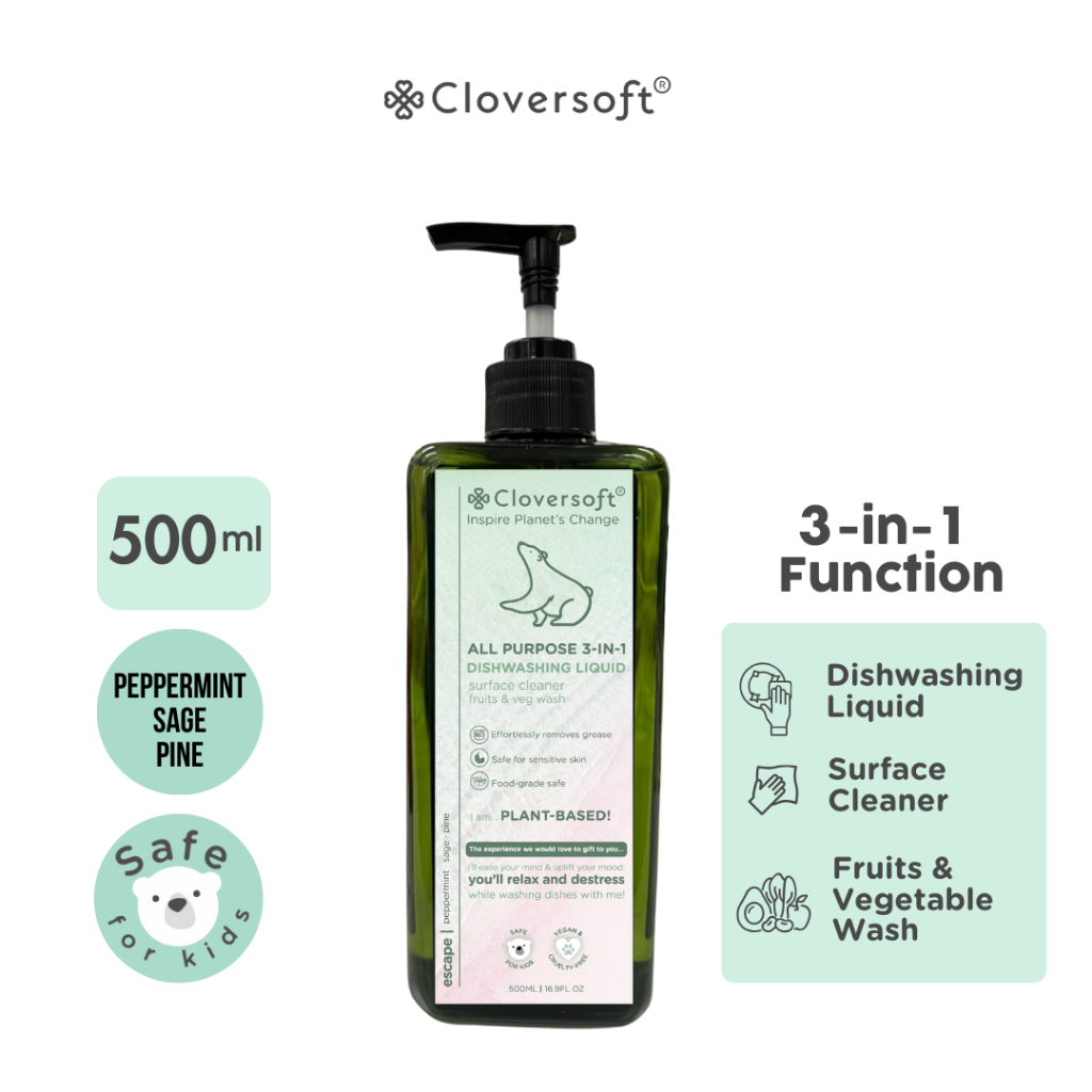 Cloversoft All Purpose 3 In 1 Dishwashing Liquid Bottle (Roman