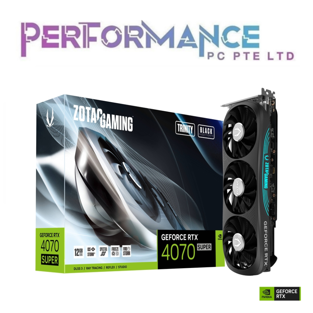 ZOTAC RTX 4070 RTX4070 Super Trinity Black 12GB Triple fan, RGB (3+2