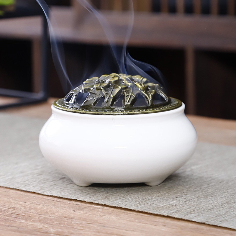 SG Seller】【雨宝林】Celadon incense burner ceramic copper cover